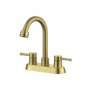 ChicFurnit Bathroom Sink Faucet 2 Handle Centerset Swivel Spout with Copper Pop Up Drain for Modern Bathrooms, Gold, 12"*12"*3.6" - 1 of 4
