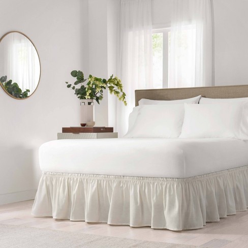 White ruffle bed skirt queen sale