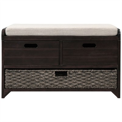 XINGHANZHENXUAN Storage Bench, Wood Shoe Bench with 2 Drawers, Removable Basket & Cushion, No Assembly Needed