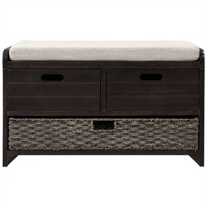 XINGHANZHENXUAN Storage Bench, Wood Shoe Bench with 2 Drawers, Removable Basket & Cushion, No Assembly Needed - 1 of 4
