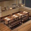 Dining Table Set for 4-6, 63" Extendable Wood Dining Room Table with Corner Protector & 2 Upholstered Benches, Kitchen Table Set - 3 of 4