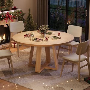 47 Inch Round Dining Table, Kitchen Table for 4-6 with Sturdy Cross-Shaped Base & Adjustable Foot Pads for Dining Room, Kitchen, Living room - 1 of 4