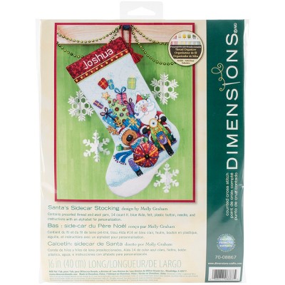 Dimensions Counted Cross Stitch Kit 16" Long-Santa's Sidecar Stocking (14 Count)
