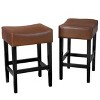NicBex Dining Chairs Set of 2 Upholstered Chair Backless Saddle Seat Counter Stools, Leather Accent for Kitchen, Bedroom, Tan - 2 of 4