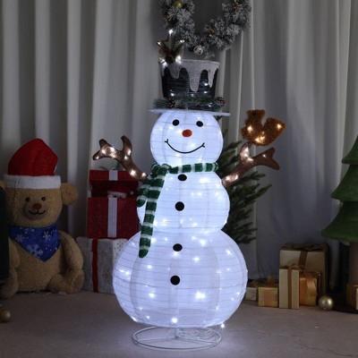 Karl Home  4ft Pop-up Lighted Snowman with Squirrel and Star Christmas Decoration
