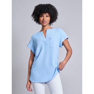 Jones New York Split Neck Cap Sleeve Blouse