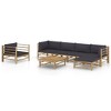 vidaXL Garden Lounge Set Dark grey cushions, natural bamboo frame - 2 of 4