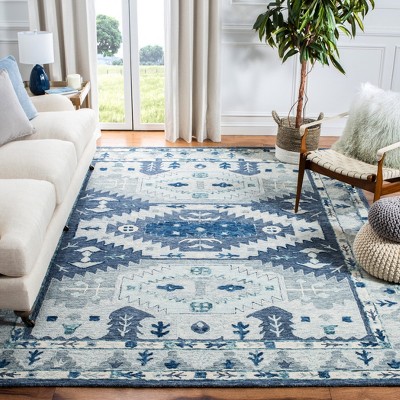 Hand-Tufted Capri Blue Wool & Silk 5'x8' Rectangular Rug