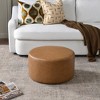 KINWELL Faux Leather Round Upholstered Footstool PU Ottoman, 24"x13" - 3 of 4