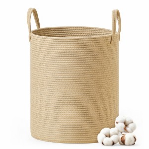 Cotton Rope Laundry Basket, 15.8 Gal Natural Fiber Hamper with Handles, for Kids' Toys Clothing Bedroom Living Room - 1 of 4