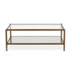 Modern Rectangle Coffee Table in Brass and Gold with Mirrored Shelf - Henn&Hart - 3 of 4