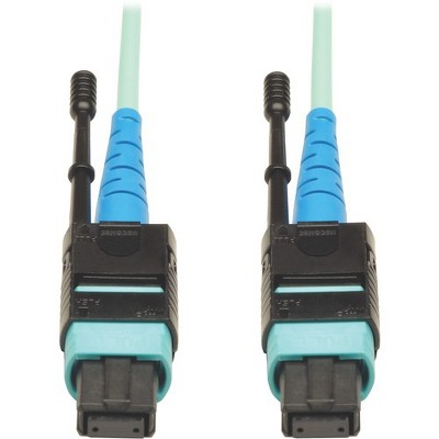 Tripp Lite MTP MPO Patch Cable Push Pull Tab 100GbE Aqua OM3 Plenum 3M 10ft 10' '3 Meter - 9.84 ft Fiber Optic Network Cable for Network Device