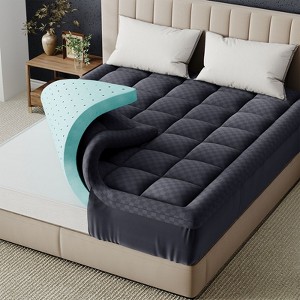 Belffin Dual Layer Memory Foam Mattress Topper , Cooling Gel Memory Foam for Pain Relief Support Plus Pillow Top Mattress Soft Pad Cover - 1 of 4