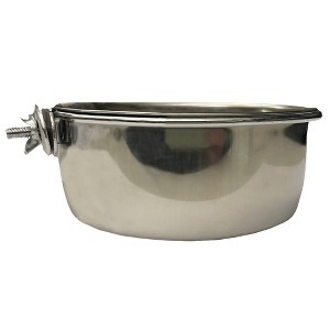 A&E Cage Company Jungle Cups Coop Cup with Ring and Bolt Bird Interactive Toy - 10oz - Stainless Steel Finish - 1 of 1