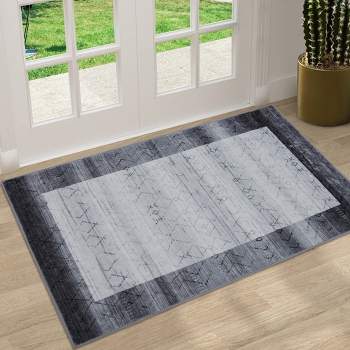 Modern Bordered Rug Washable Area Rugs for Living Room Bedroom