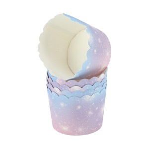 Unique Bargains Small Ombre Galaxy Print Disposable Baking Cups Wood Pulp Paper PE Coating 2.36"x1.77" 50 Pcs - 1 of 4