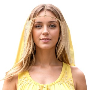 Unique Bargains Faux Diamond Multi-layered Tassels Headpiece Gold Tone 1 Pc - 1 of 4