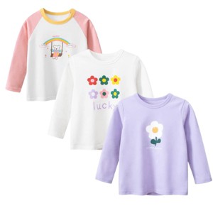 3 Pack Long Sleeve Tees Lucky/Flowers/Sunflowers - 1 of 4