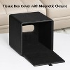 LunaLulinlk PU Leather Tissue Box Cover Square Tissue Box Holder with Magnetic Closure Black - 4 of 4