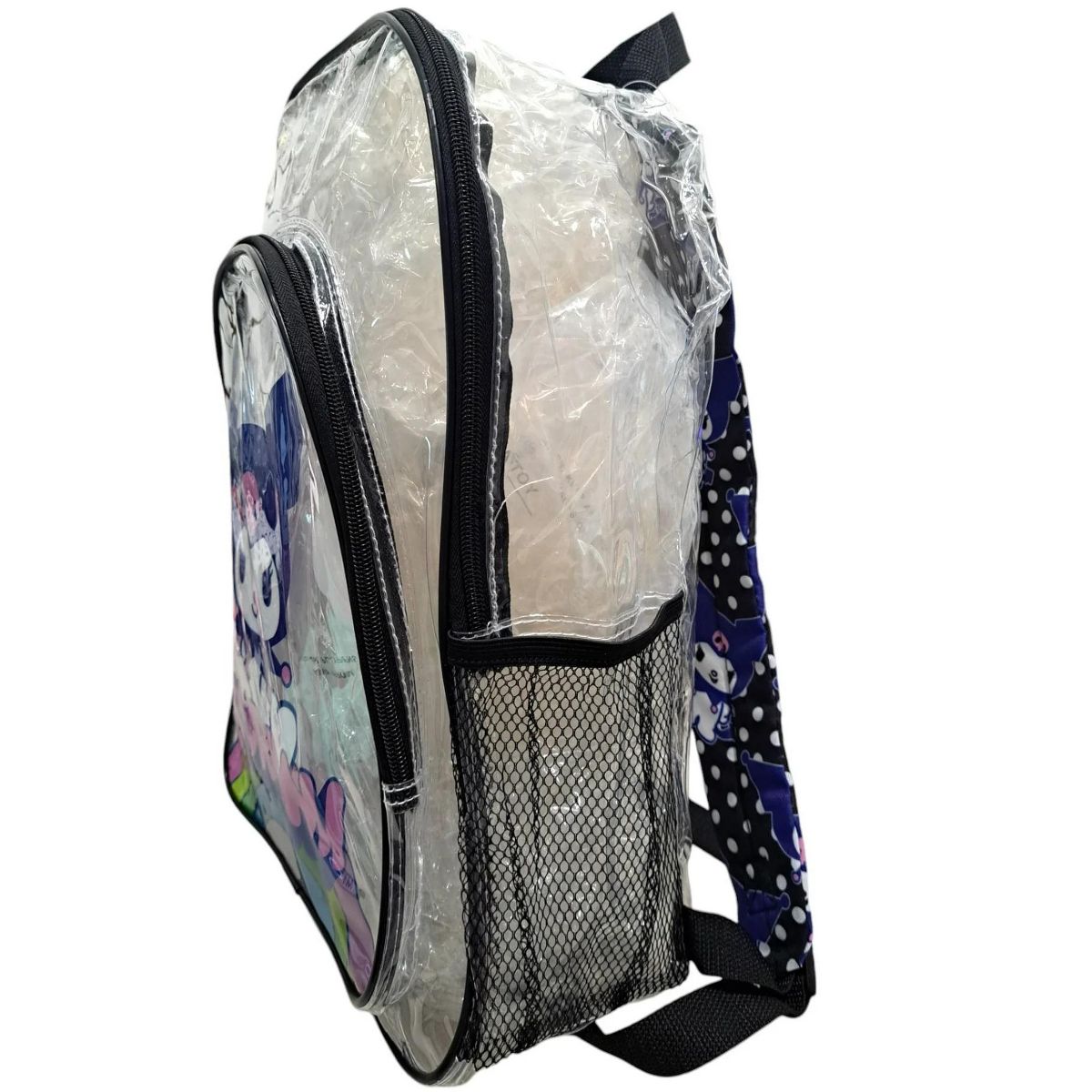 Hello Kitty 16" Kuromi Transparent Backpack with Front pocket, Black & Clear - thumbnail 4