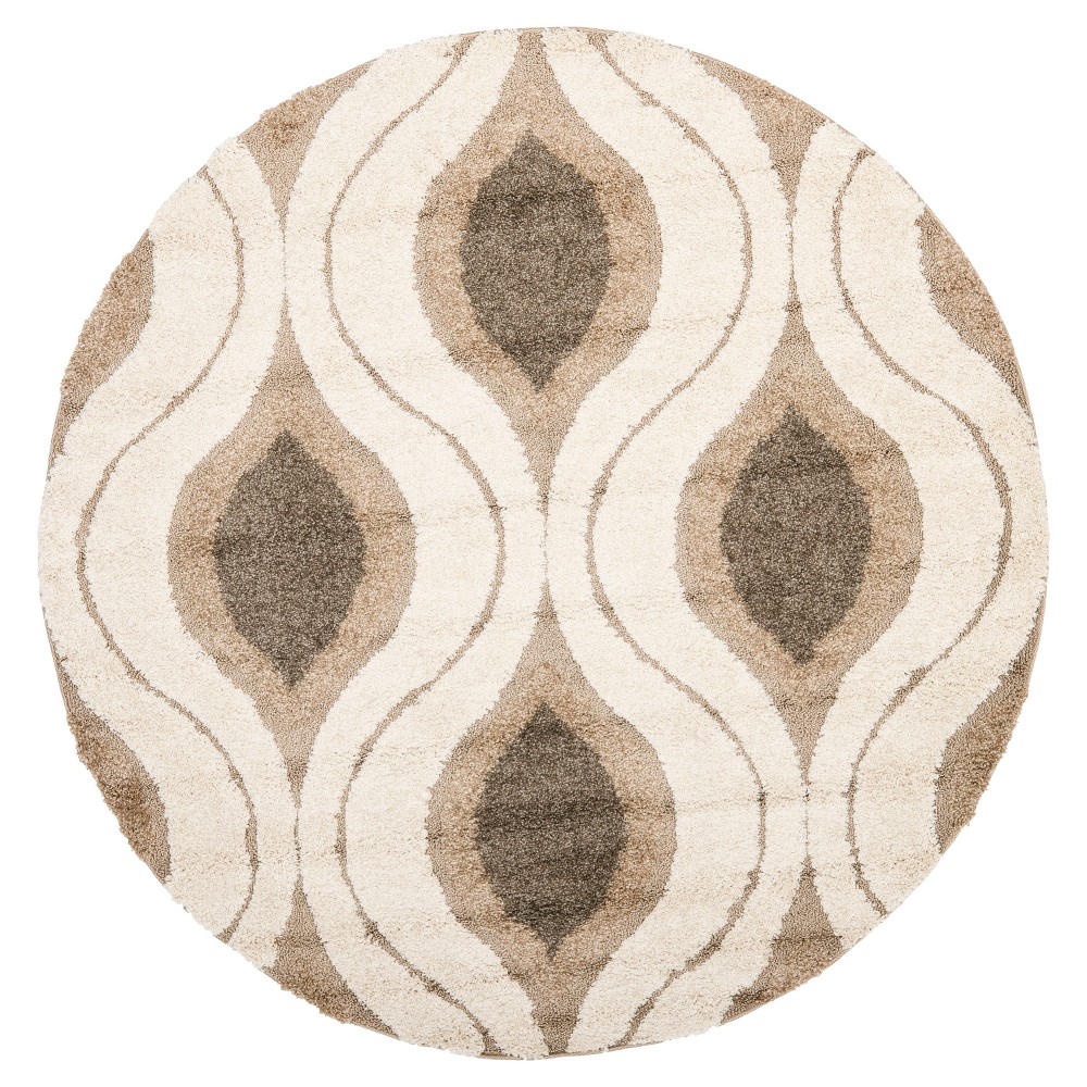 Cream/Smoke Abstract Tufted Round Accent Rug