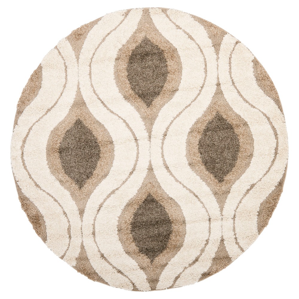 Cream/Smoke Abstract Tufted Round Accent Rug - (4' Round) - Safavieh
