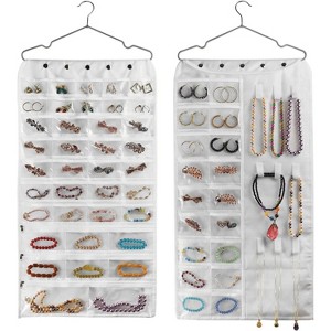 80-Pocket Hanging Jewelry Organizer, Beige Accessories Storage Bag for Earrings and Necklaces - 1 of 4