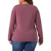 Agnes Orinda Women's Plus Size Knitted Buttons Decor Ruched Waist Long Sleeve V Neck T-shirts - 4 of 4