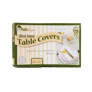 Posh Setting 66 x 54 Clear Ultra Heavy Duty Pre-cut Disposable Plastic Tablecloths - 32 count - 1 of 1