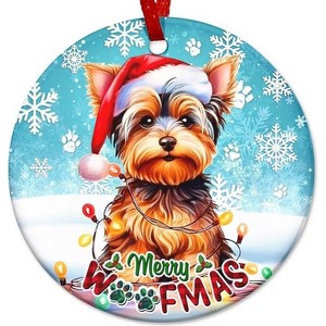Lomsoe 2025 Christmas Ornament Dog with Santa Hat Ceramic Dog Christmas Tree Decoration Dog Lovers Gift Christmas Tree Ornament Christmas Gift - 1 of 1