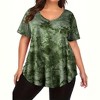Women's Short Sleeve Shirt Tops Plus Size Tie Dye Casual Loose Fit Tunic Tops With Pocket - 2 of 4
