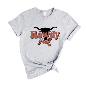 Simply Sage Market Women's Howdy Y'all Bull Short Sleeve Graphic Tee - 1 of 3