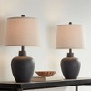 360 Lighting Romeo 23 1/2" High Jar Small Modern Coastal Accent Table Lamps Set of 2 Stone Gray Finish Beige Shade Living Room Bedroom Bedside - 2 of 4