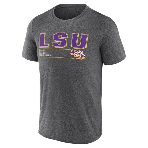NCAA LSU Tigers Men's Charcoal Heather Poly T-Shirt - 1 of 3