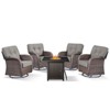 Buenhomino 5 Piece Patio Furniture Set,Wicker Swivel Rocker Patio Chairs Set of 4 with 30'' Fire Pit Table Outdoor Furniture Set - 2 of 4