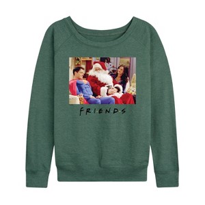 Women's - Friends - Xmas Costumes Lightweight French Terry Wide Neck Long Sleeve Graphic Shirt - 1 of 4