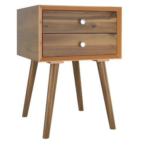 Costway End Table W/Drawers and Storage Wooden Mid-Century Accent Side Table Multipurpose for Bedroom, Living Room Home Furniture Nightstand - image 1 of 4