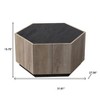 HomeRoots 32" Black and Oak Wood Hexagon Coffee Table With Two Drawers - 3 of 4