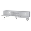 70.9" Manufactured Wood TV Rack with Hairpin Legs, Two Hinged Drawers, Open Storage, and Cable Management for Living Room - 4 of 4