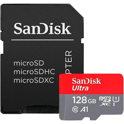 SanDisk Ultra 128GB UHS-I Class 10 MicroSDXC Memory Card Up to 80mb/s SDSQUNC-128G with Adapter