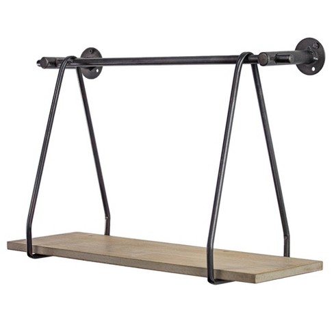 7 X 24 Set Of 2 Rustic Wall Art Wood And Metal Hanging Shelves Brown Crystal Art Gallery Target