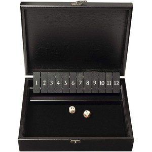 WE Games 12 Number Shut the Box Board Game in Natural Wood Box with Lid - 1 of 4