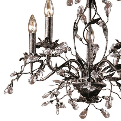Deep Rust 5-Light Chandelier with Crystal Droplets