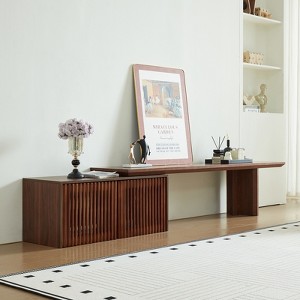 JVNOXK Extendable TV Stand with Storage Side Cabinet—Wooden TV Cabinet Media Center with Storage Function—Walnut - 1 of 4