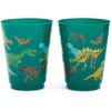 Blue Panda 16 Pack Plastic Dinosaur Cups, Dino Party Favors for Birthday Party Supplies, Green, 16 oz - 4 of 4