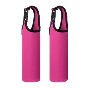Unique Bargains Elastic Neoprene Commuting Jogging Cycling Insulated Bottle Sleeves with Carrying Handle 2 Pcs - 1 of 4