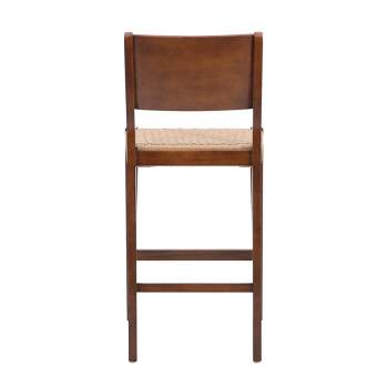 Set of 2 29" Clara Handwoven Seagrass Seat Barstools Brown Wood Finish - Powell
