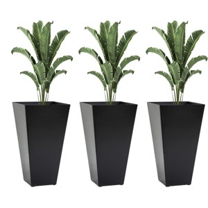 SEVOBAL Planters Large Taper Planters with Drainage Holes and Plug, Set of 3 Tall for Outdoor and Indoor Plant Pots, Black, 15.75"*15.75"*28" - 1 of 4
