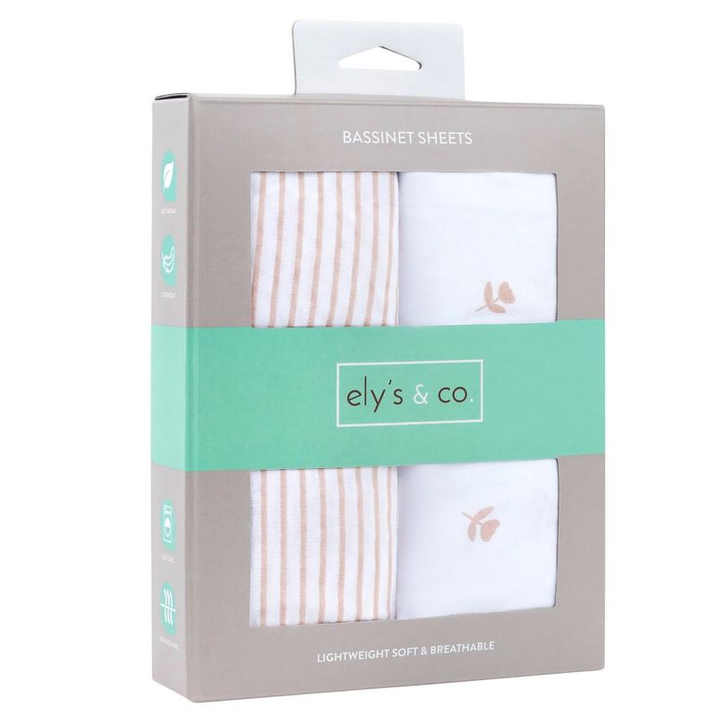 Ely's & Co. Baby Fitted Bassinet Sheet  100% Combed Jersey Cotton Pink for Baby Girl 2 Pack, 3 of 6