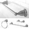 3pc Traditional Solid Brass Satin Nickel Towel Bar Bath Accessory Set - Kingston Brass: Includes Ring & Tissue Holder - 2 of 2